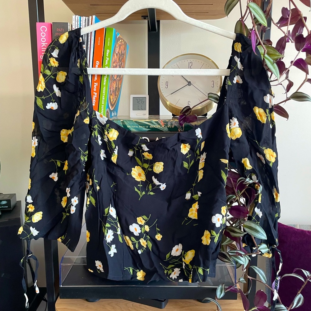 Reformation Floral Print Square neck crop Top